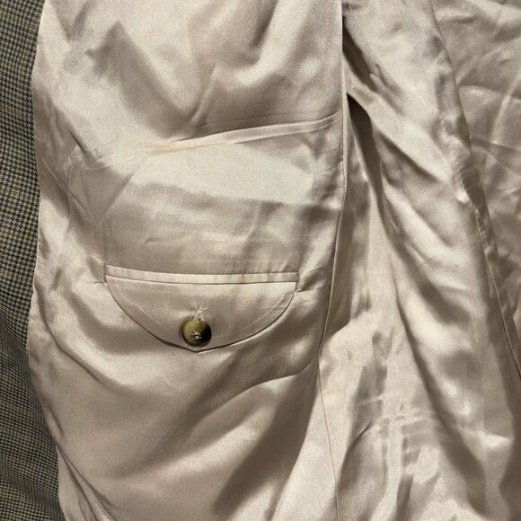 Nautica Men's Brown Blue Plaid Houndstooth Wool Cashmere Jacket Blazer 46L - Picture 8 of 10